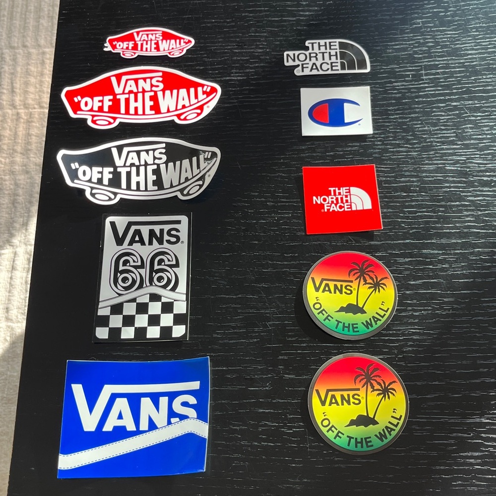 New Vans, North Face, Champion Sticker Assortment - 10 Stickers (Pack M)